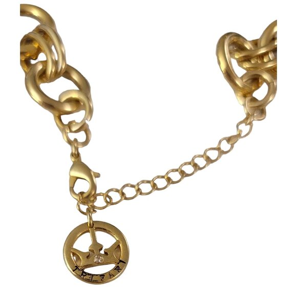 Trifari Gold Tone Red Enamel Open Round Chain Rings Link Necklace 18" Long, K532 - Picture 4 of 6